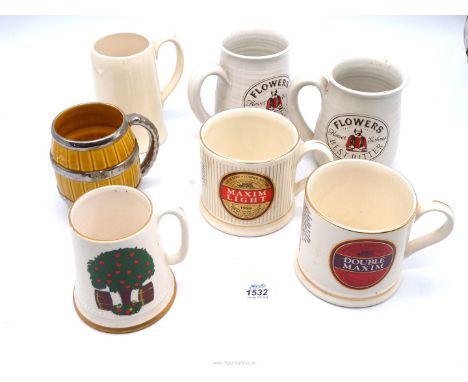 A quantity of tankards to include; Wade, Sylvac, Hereford Cider Festival, Sadler, etc.