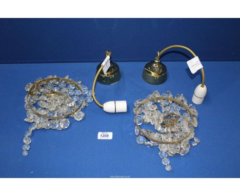 A pair of glass chandelier light fittings a/f.