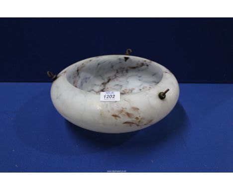 A vintage marble effect glass ceiling light shade (no chains), 12 1/2" diameter.