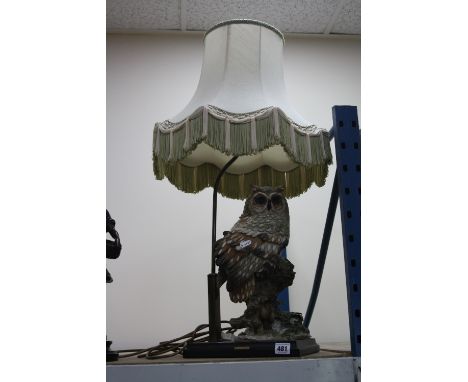 A LIMITED EDITION GUISEPPE ARMANI CONTINENTAL CERAMIC TABLE LAMP, 1052/5000, shaped as an Owl resting on branch