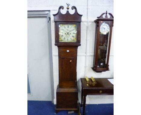 A 19TH CENTURY MAHOGANY CASED LONGCASE CLOCK, 30hr movement, square painted face, marked 'Counsell & Son Ross', approximate h