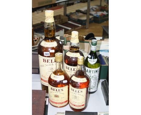BELLS EXTRA SPECIAL OLD SCOTCH WHISKY, 4.54 litres, 1.5 litres x2, 2.25 litres and Martini Dry 1.5 litre