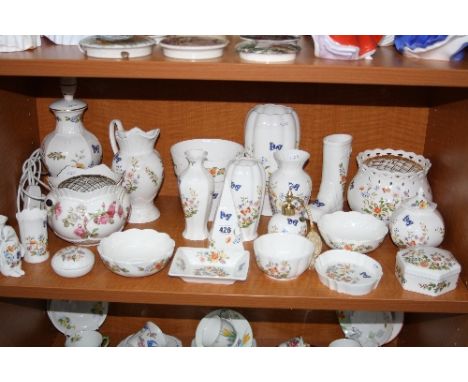 AYNSLEY LAMP BASE, TRINKETS AND VASES, all 'Cottage Garden' apart from an 'Elizabeth Rose' bowl (23)
