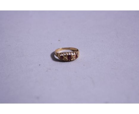 AN 18CT VICTORIAN RUBY AND DIAMOND GYPSY RING, ring size J, approximate weight 2.1 grams