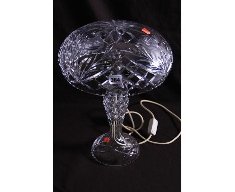 A LARGE CUT GLASS TABLE LAMP, height approximately 41cm