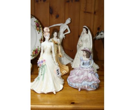FOUR COALPORT AND A ROYAL WORCESTER FIGURE, 'Vienna', 'Covent Garden', 'Julianna', 'Fermata' and 'HM Queen Elizabeth II .... 