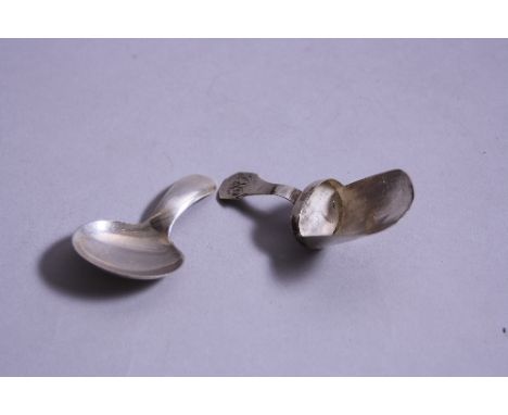 TWO SILVER CADDY SPOONS, Birmingham 1806 and Sheffield 1985 (2)