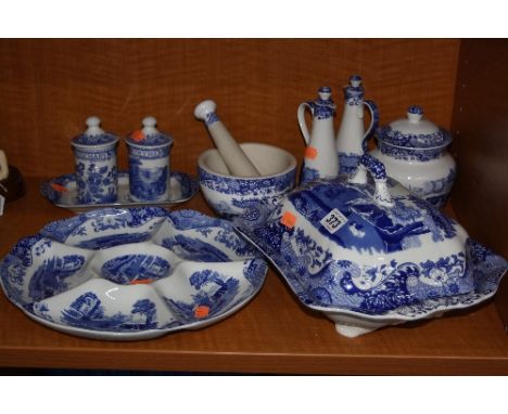 COPELAND 'ITALIAN' SPODE, to include tureen, pestle and mortar, hors d'oeuvre dish, spice jars etc (10)