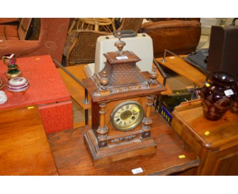 A late 19th Century German two hole mantel clock