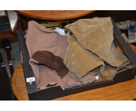 A pair of Woman's Land Army corderoy breeches, size no.1, dated November 1945; three white shirts and a pair of men's "elepha