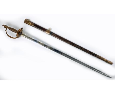 Irish 1796-pattern, infantry officers sword by J. Read, Parliament Street, Dublin. Straight fullered blade retaining blued an
