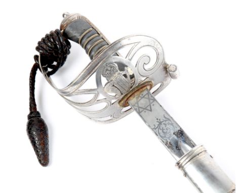 Royal Irish Constabulary officer's sword. An 1854-pattern sword, by  T.G. Phillips, 4 Dame Street, Dublin, the straight, full