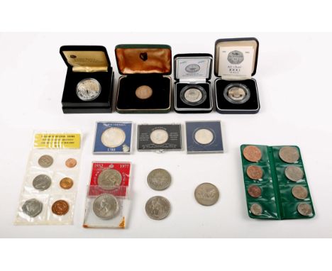 Collection of silver coins and proof coins. 1966 Padraig Pearse commemorative Ten-Shillings coins, one in box (2), 1964 Kenne