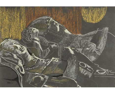 CLAUDIA WILLIAMS pastel on paper - entitled verso 'Penmynydd Alabaster Tomb', signed and dated '82, 35 x 50cmsAuctioneer's No