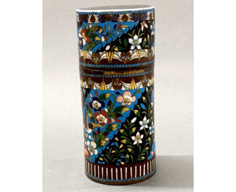 A Chinese cloisonne enamelled on brass tea caddy, H. 18cm.