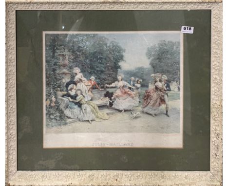 A 1920's framed coloured print after Colin-Maillard, frame size, 69 x 56cm.
