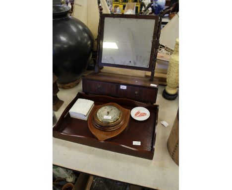 Mahogany swing mirror (A/F) tray, barometer etc