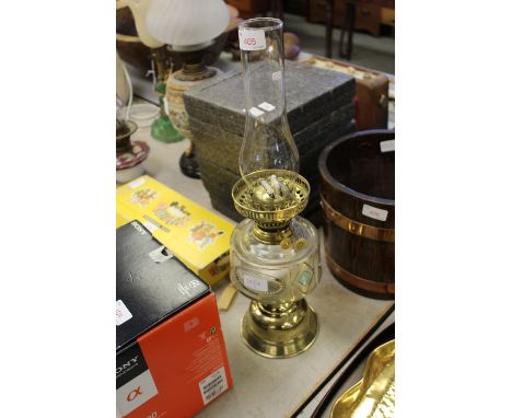 Glass & brass oil lamp