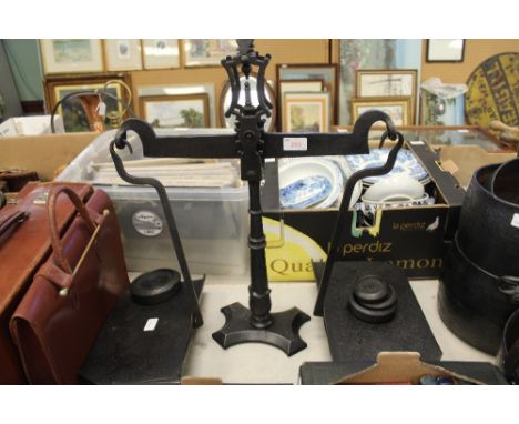 Cast iron shop balance scales c/w weights