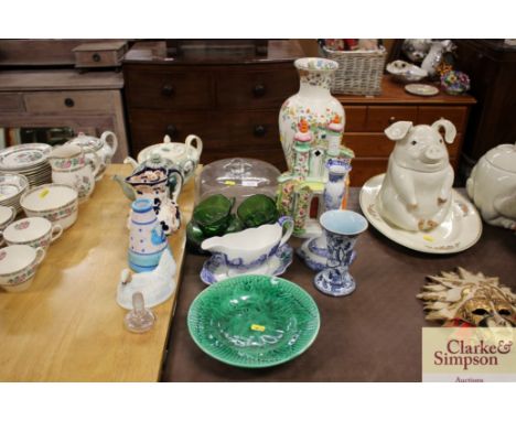 A Dudson Brothers teapot; together with a leaf plate; a pastel burner; Spode Italian candle stick etc