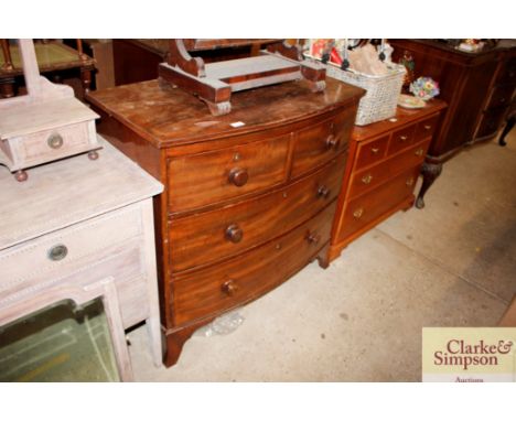 A 19th Century mahogany bow front chest fitted two short over two long drawers