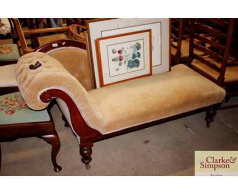 A button upholstered chaise lounge, one castor AF