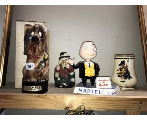 A Carlton Ware Martell brandy display a/f, dog decanter (missing stopper), Sylvan Scotsman lamp base and musical  clown