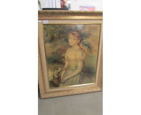 A large gilt framed portrait of a lady on canvas. (Collect only) 