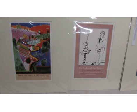 David Hockney (b.1937) 2 x poster prints, The Metropolitan Museum Of Art 1988 and The lady and the clarinet. Both mounted but