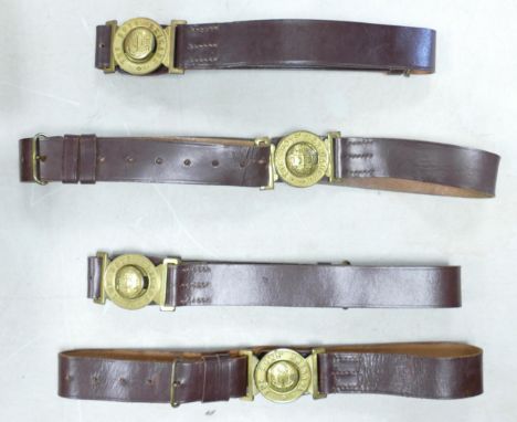 A collection of 4 Vintage Boys Brigade leather belts. 