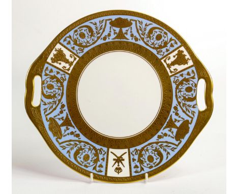 De Lamerie Fine Bone China heavily gilded Imperial Pattern handled sandwich plate, specially made high end quality item, made
