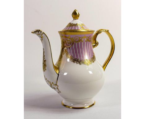 De Lamerie Fine Bone China blush pink Carnival patterned coffee pot, specially made high end quality item, height 24cm 