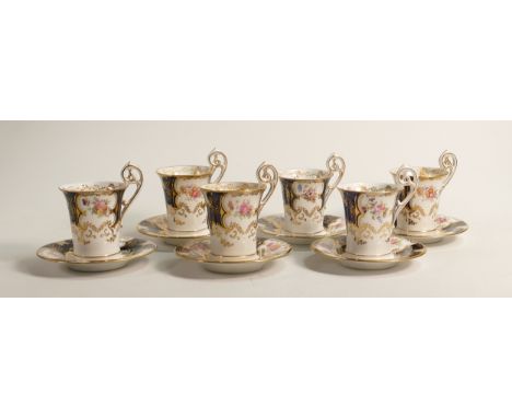Early 20th century set of Coalport batwing chocolate cups and saucers. (12) 
