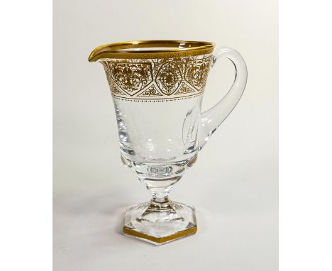 De Lamerie heavily gilded glass footed water jug, specially made high end quality item, made in England, height 24cm 
