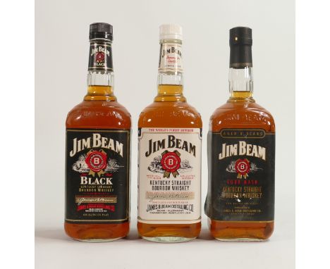Jim Beam Kentucky Straight &amp; Jim Beam Sour Mash  &amp; Sour Black Vintage Bourbons all 1ltr(3) 