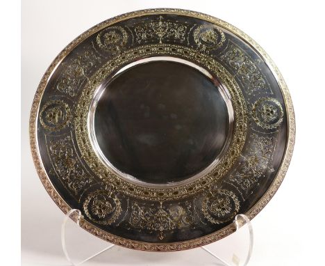 De Lamerie fine silver plate and part gilt layplate / tray, specially made high end quality item, new and made in England, d.
