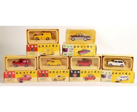 Boxed Vanguard toy vehicles to include Austin 1300 estate, Mini Cooper, Ford Anglia Van x 2, Vauxhall Pa Cresta &amp; Mini Va