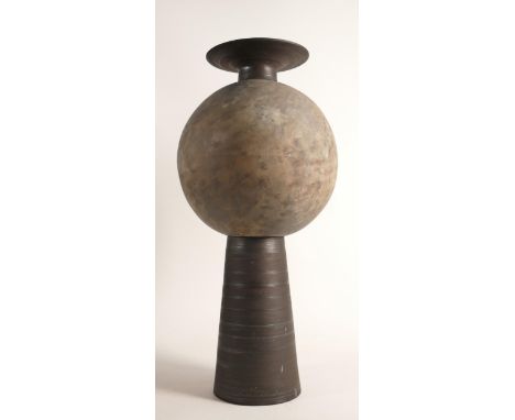 Isabella Pope studio pottery Planet Pot vase, height 49cm. Experimental form and glaze. signed &amp; dated 1991, Isabella Pop