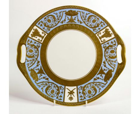 De Lamerie Fine Bone China heavily gilded Imperial Pattern handled sandwich plate, specially made high end quality item, made