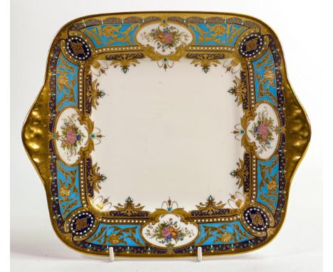 De Lamerie Fine Bone China Floral Majestic patterned handled sandwich plate , specially made high end quality item, length 27
