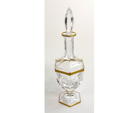 De Lamerie heavily gilded glass crystal decanter, specially made high end quality item, made in England, height 39cm 