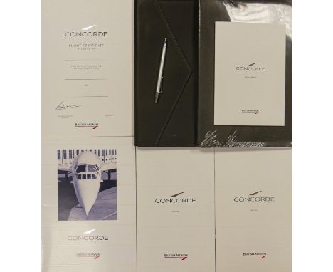 Two Vintage Concorde gift packs with contents including - pens, menus, stationary, luggage tags, one pack sealed. (2) 