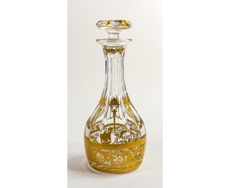 De Lamerie heavily gilded glass crystal decanter, specially made high end quality item, made in England, height 27cm 