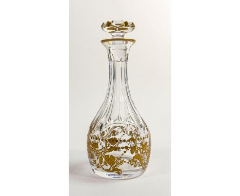 De Lamerie heavily gilded glass crystal decanter, specially made high end quality item, made in England, height 27cm 