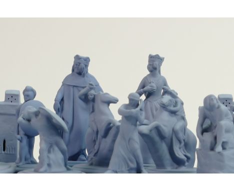 Modern Wedgwood Flaxman design light blue pieces, 16 items, height of King 10cm. 