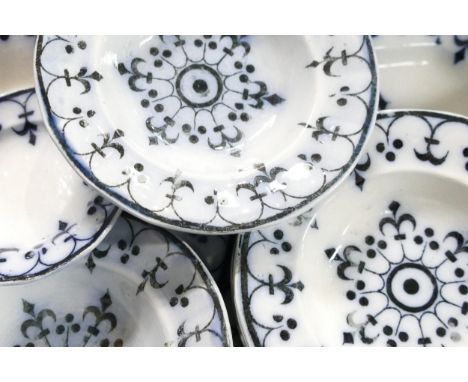 19th century Staffordshire tea ware to include cups, saucers, teapot, milk jug, miniatures etc., height of teapot 13cm. 