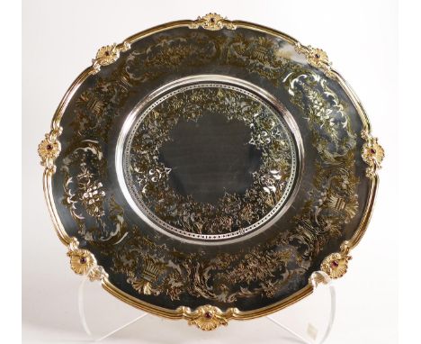 De Lamerie fine silver plate and part gilt layplate / tray, specially made high end quality item, new and made in England, d.