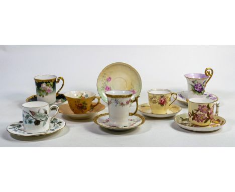 A collection of early 20th century coffee cups / cans and saucers. Items to include - Royal Worcester Blush Ivory pieces, 1 A