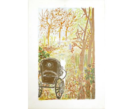 Renée Halpern (1909-2008), Promenade à la Calèche, lithograph on paper. Limited edition print number 73 of 150, Signed. Measu