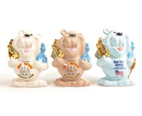 Wade Jim Beam Bourbon advertising bears (white bear 1/100 intituled JW issue 1 17/01/02, brown bear 1/225 signed JW &amp; blu